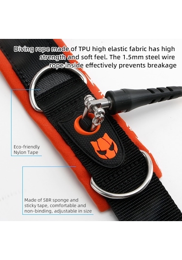 Neevoyu Su Altı Güvenlik Kordonu - Serbest Dalış İçin Bileklik Ve Karabinerli Kayıp Engelleme Teli Mavi Mavi