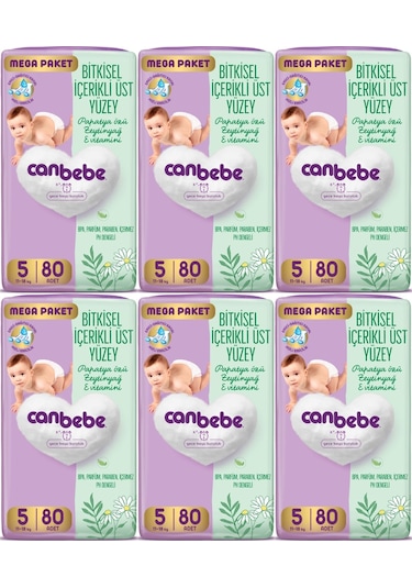 Canbebe Bebek Bezi Beden:5 11-18kg Junior 480 Adet Mega Ekstra 5 Numara