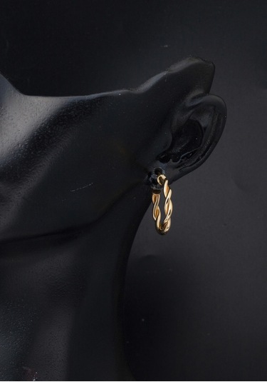 Bilezikci Burgulu Halka Altın Küpe 14 Ayar Sarı Altın