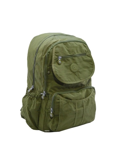 Klinkır Bayan Sırt Çantası Çok Cepli Yağmura Dayanıklı Hafif Kumaş Yeşil Renk Okul Çantası Yeşil