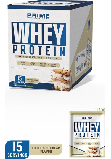 Prime Nutrition Whey Protein Sachet 15 Saşe X 33 Gram Cookie & Ice Cream - Whey Protein Tekli