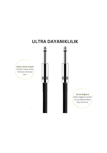Gitar Jack Kablosu Çelik Uç 3m-elektro Akustik Bas Keman Kemençe