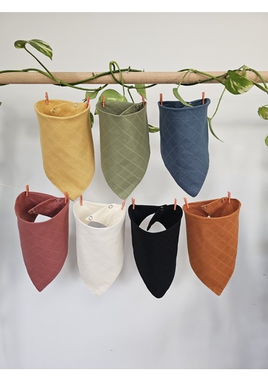 7 Adet Pamuklu Çift Katlı Çıtçıtlı Müslin Fular & Salya Önlüğü Çok Renkli