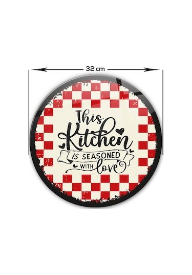 Decorita Cam Kesme Tahtası | Kitchen Love | Çap32cm