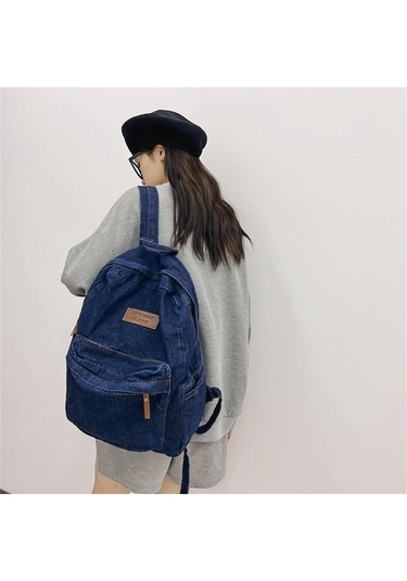 Ganzhoushop Üniversite The Sırt Sırt Seyahat Retro Okul Okul Matches Kot Kot Klasik Kızlar İmage İçin İçin Çantası,kadın Çantası Çantası Çantaları Pv Çok Renkli