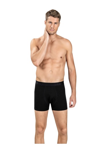Erkek Siyah Viskoz Likralı Boxer 153-Siyah