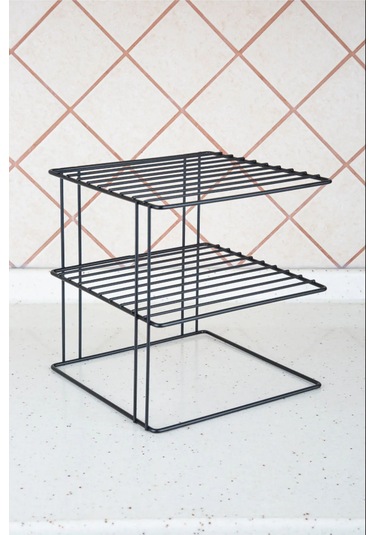 Magic Objects Siyah 3 Katlı Dolap İçi Raf Düzenleyici Mutfak Düzenleyici Tabak Bardak Düzenleyici Siyah