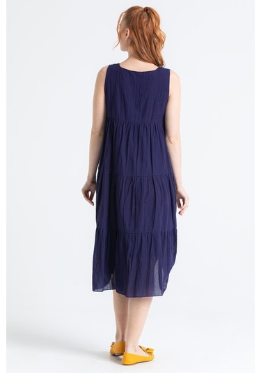 Kolsuz Vual Ahsen Nakışlı Midi Boy Elbise Mor Mor-mor Mor