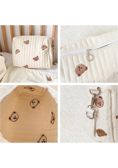 Reedark Bebek Bezi Çantası - Arabaya Takılabilir Depolama Çantası, Kancalı, Pamuk Malzeme, 25 17 10cm, Tek Kanca Mami Çantası Beyaz