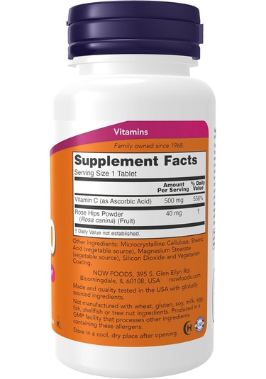 Now Foods Vitamin C-500 With Rose Hips Antioxidant Protection 100 Tablet
