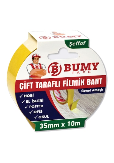 Çift Taraflı Filmik Bant 35mm X 10mt Şeffaf