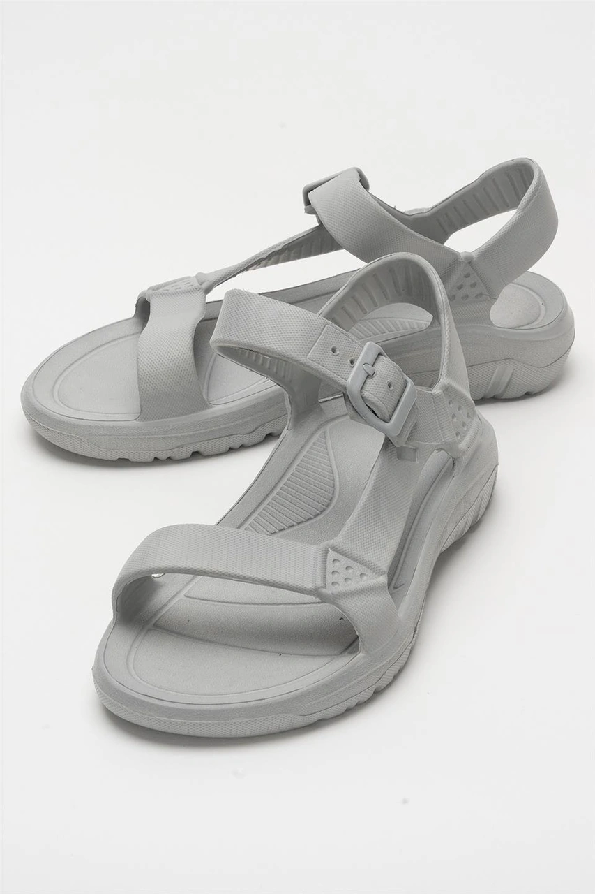 Unisex Eva Spor Kaymaz Yürüyüş Sandaleti Gri Gri