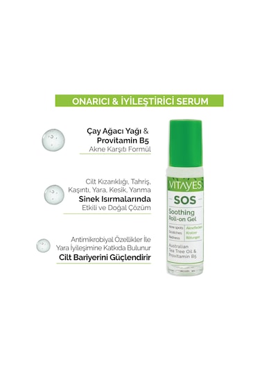 Vitayes Sos Çay Ağacı Özlü Onarıcı Roll-On Serum 2 x 10 ML
