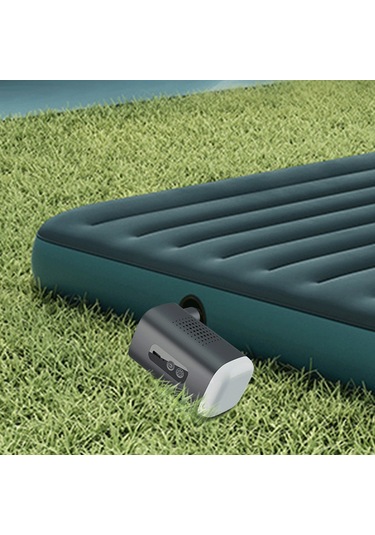 Samdoo Siyah Taşınabilir Elektrikli Hava Pompa, Inflasyon-deflasyon, 4 Uç, Kamp Lambası, 2400mah Li-poly Batarya, Abs, Dış Mekan Kullanıma Uygun