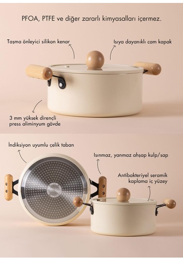 The Mia Cucina Di Mia İndüksiyon Tabanlı Seramik Tencere Seti 17 Parça Çok Renkli