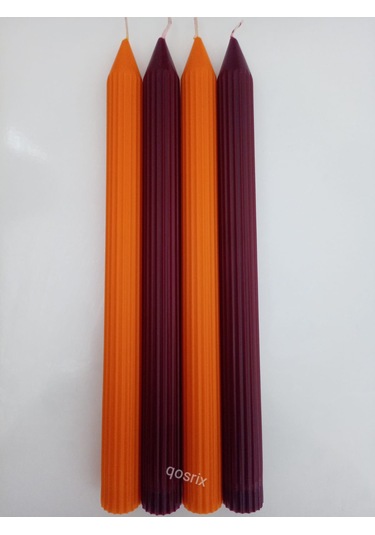 Yılbaşı Özel Serisi 4'lü Turuncu Bordo Şamdan Doğal Soya Mumu
