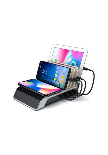 Ally Multiport 10W Wireless Kablosuz Şarj Cihazı Organizer Stand (121664883)-Siyah