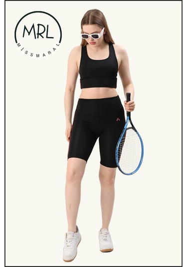 Kadın Siyah Yüksek Bel Toparlayıcı Biker Şort Kısa Spor Tayt Likralı Dalgıç Biker Tights 1043 Siyah Gül