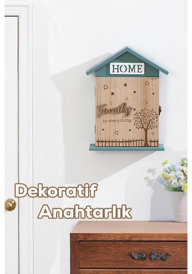 Porsima 2073 Duvara Montajlı Dekoratif Anahtarlık Dolabı - Duvar Askılı Anahtar Saklama Kabini 17x27,5cm