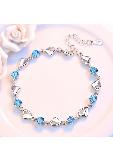 Mavi Mavi Kalp Bileklik İçi Boş Aşk Bilekliği Mavi