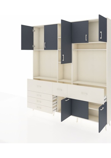 Arges Dolap 10 Raflı 6 Çekmeceli 8 Kapaklı 220x30x243 Aytaşı-antrasit/aytaşı Antrasıt/aytası