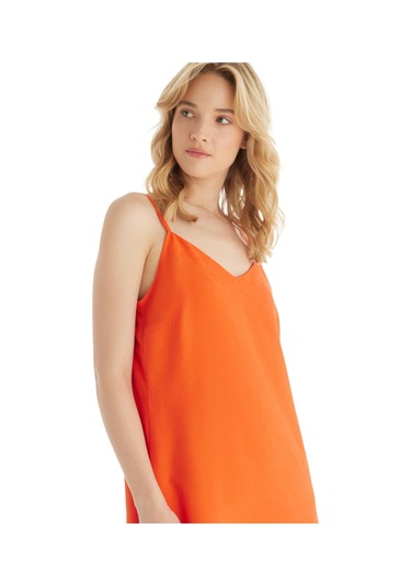 Kadın Premium Ekovero İnce Askılı Mercan Gecelik C2t3n5o06 Mercan