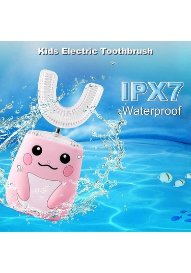 Çocuklar İçin Elektrikli Diş Fırçası, U Şekilli Ultrasonik Otomatik Diş Fırçası, 2 Fırça Başlığına Sahip Diş Fırçası, Si