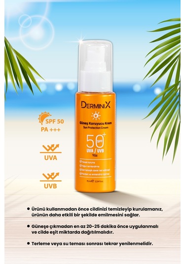 Derminix Yüksek Koruma Yüz İçin Güneş Kremi SPF50+ 75 ML