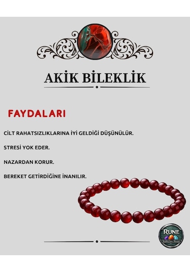 Kırmızı Akik Doğaltaş Bileklik Diğer