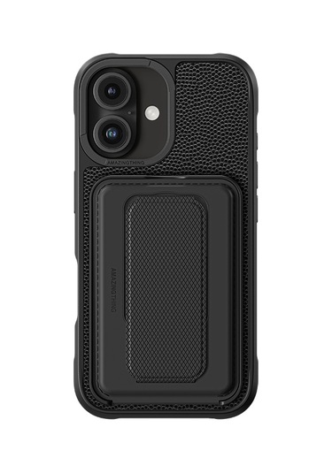 İphone 16 Uyumlu Kılıf Magsafe Özellikli Standlı Kartlıklı Set Amazingthing Glamour Luxe Serisi Kapak Siyah