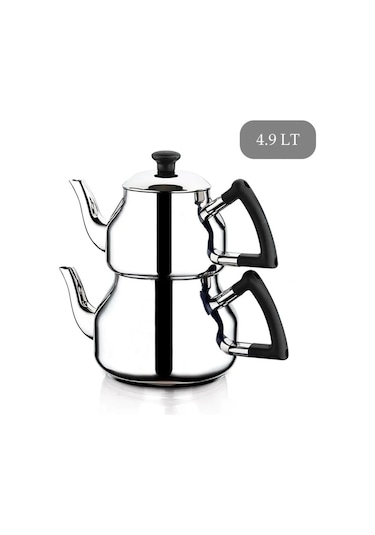 Özkent Marmaris Mega Boy 4,9 Lt Paslanmaz Çelik Çaydanlık Siyah K316 Siyah