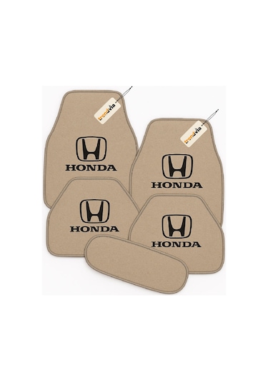 Honda Logolu Bej Oto Halı Paspas 5 Parça Set Kolay Temizlenebilir, Şık Ve Dayanıklı