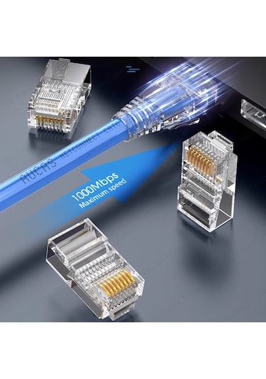 Rj45 Cat5 Cat6 Jack Konnektör Altın Kap. Ethernet Uç 8P8C 100 Ad.