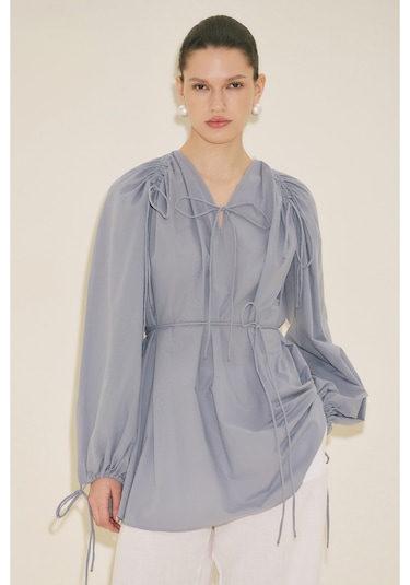 Manuka Bağlama Detaylı Tunik Mavi Ss26tnk00003-22 Mavi