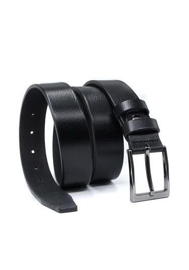 Klasik Erkek Kemeri %100 Derisi 3,5 Cm Tek Kat Siyah