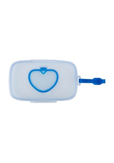 Moveevo Portatif Bebek Islak Mendil Kutusu - Kalp Desenli Seyahat Kol Saati Organizatörü, Temizlik Ve Saklama İçin Beyaz + Mavi