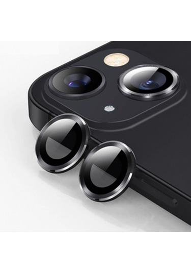 More TR ALLY iPhone 14-14 Plus 3D Metal Çerçeveli Kamera Lens Koruyucu - siyah