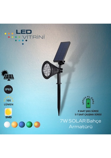 7W Led Solar Bahçe Armatürü