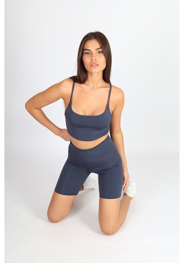 Soft&Basic Kadın Bıker Toparlayıcı Spor Tayt İndigo