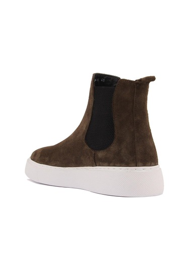 Shoetyle - Haki Hakiki Deri Süet Erkek Chelsea Bot 250-041 -1167 Haki