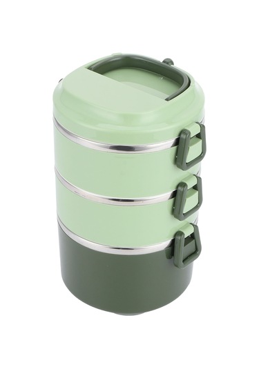 Yalıtımlı Öğle Yemeği Kutusu Paslanmaz Çelik Bento Kutusu Taşınabilir Gıda Kabı Mutfak Eşyaları Üç Katmanlı/ 2,4 L --
