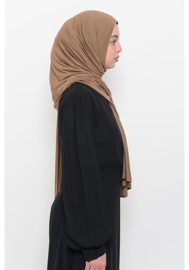 Hazır Pratik Geçmeli Lüks Düz Penye Şal Çapraz Hizalı Çikolata