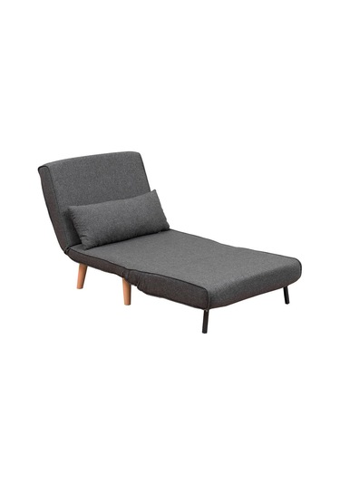 Folde 80 Tekli Yataklı Katlanır Koltuk Keten Koyu Gri Koyu Gri