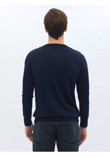 Lacivert Bisiklet Yaka Düz Örgü Triko 589783 Lacivert