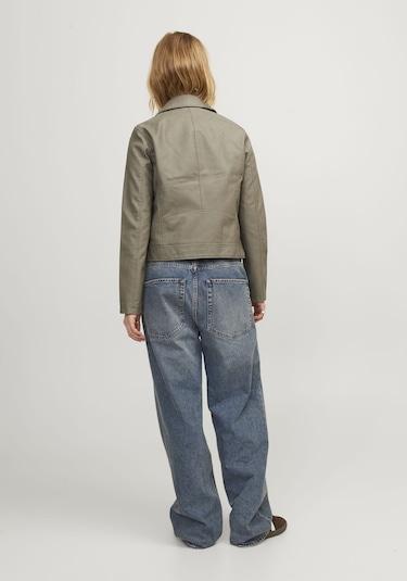 Jack & Jones Kadın Fermuar Detaylı Deri Ceket - Gail 12206262 Brindle Siyah