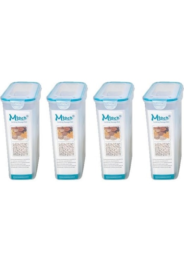 Hava Sızdırmaz Contalı Bakliyat Saklama Kabı 45 L 4 Lü Set Çok Renkli