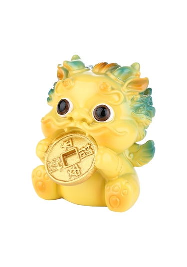 Neevoyu Küçük Sarı Pixiu Reçine Figürü - Para Ve Şans Simgesi, Masaüstü, Otomobil Dekorasyonu, Hediye Özel