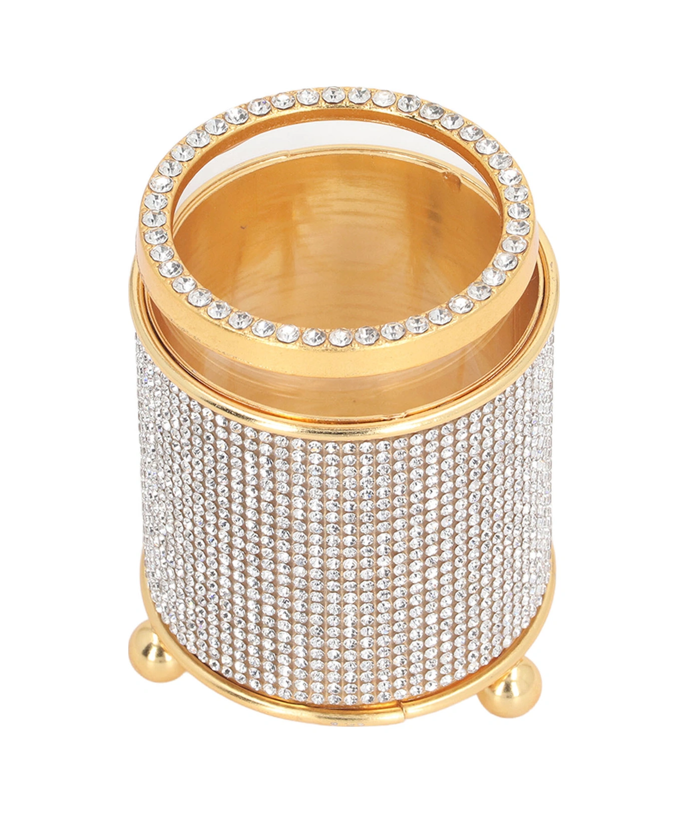 Wezone Altın Renkli 6 Adet Çay/kahve Kaşığı, Zirkonlu Cam Depolama Kova Seti - Dondurma, Tatlı, Şeker Karıştırma İçin Pratik Tabak Takımı Diğer