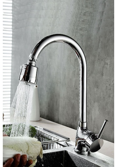 Kustar 3 Fonksiyonlu Oynar Başlıklı Krom Çubuk Kol Mutfak Evye Bataryası