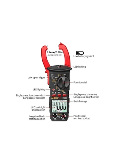 Xinxin Xinxin St180 Xinxin Ekran Kelepçesi Ac Ve Dc Akıllı Gerilim Multimetre Xinxin